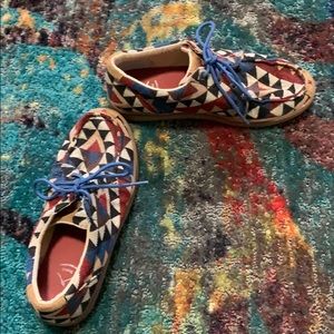 Twisted X red and black checkered shoes